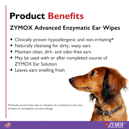 Zymox Advanced Enzymatic Ear Wipes for Cats & Dogs (100 Count) Cheap