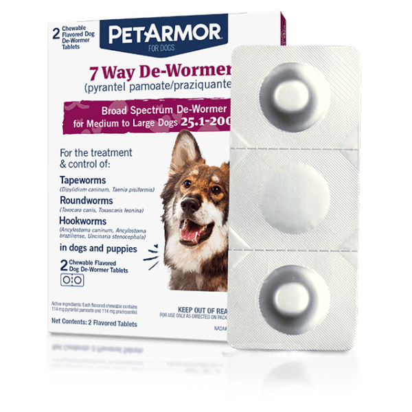 PetArmor® 7 Way De-Wormer (Pyrantel Pamoate and Praziquantel) for Medium and Large Dogs Sale